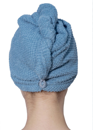 blue cotton hair towel