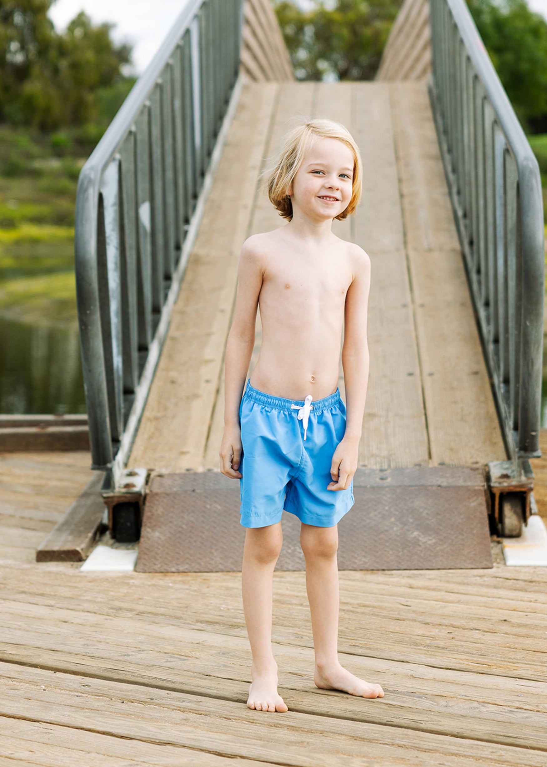 boys swim trunks in blue REY SWIMWEAR - Main Image
