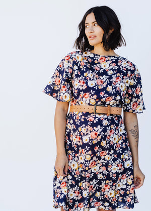 wrap dress/cover-up in navy fleur
